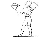 Egyptian servant carrying food dishes